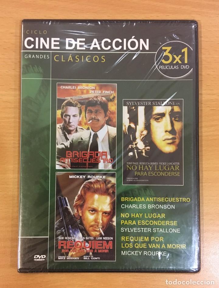 Cine: DVD 3X1 - BRIGADA ANTISECUESTRO, R&Eacute;QUIEM POR LOS QUE VAN A MORIR Y NO HAY LUGAR PARA... PRECINTADO