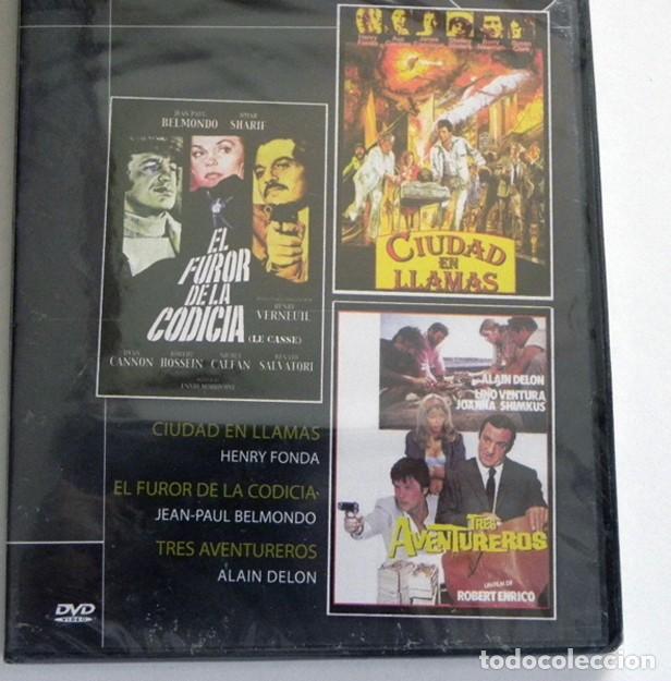 Cinema: DVD PEL&Iacute;CULAS ACCI&Oacute;N CIUDAD EN LLAMAS TRES AVENTUREROS EL FUROR D LA CODICIA PEL&Iacute;CULA BELMONDO DELON