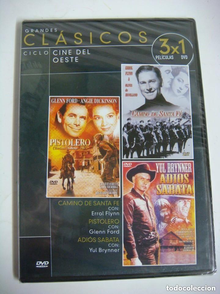 Cin&eacute;ma: D.V.D. DE 3 X 1 PELICULAS-PISTOLERO-CAMINO DE SANTA-ADIOS SABATA ES NUEVA.