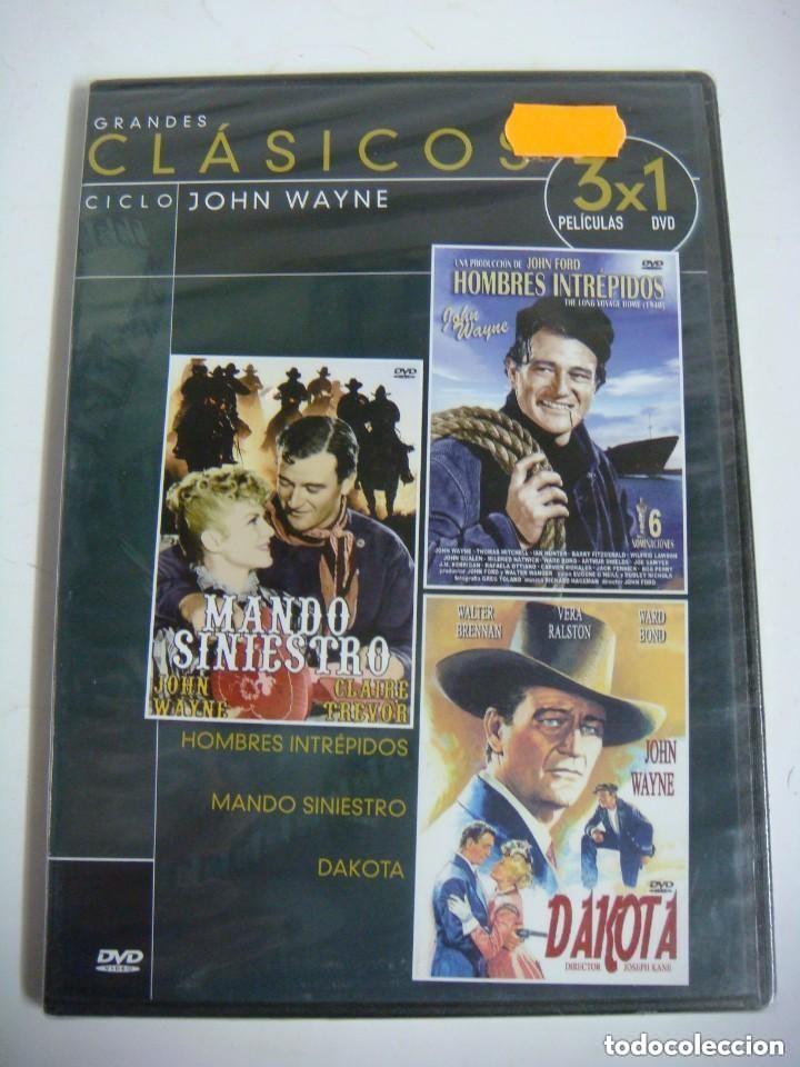 Cine: D.V.D. DE 3 X 1 PELICULAS-MANDO SINIESTRO-HOMBRES INTREPIDOS,ES NUEVA.