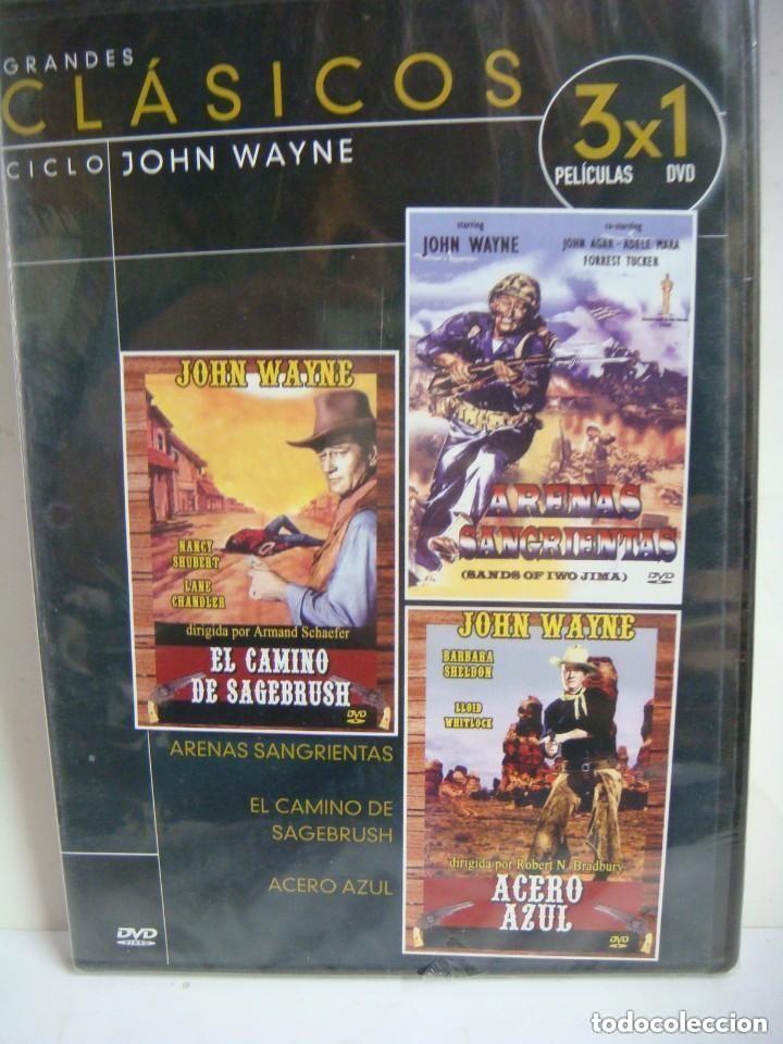 Kino: D.V.D. DE 3 X 1 PELICULAS-EL CAMINO DE SAGEBRUSH-ARENAS SANGRIIENTAS,ES NUEVA.