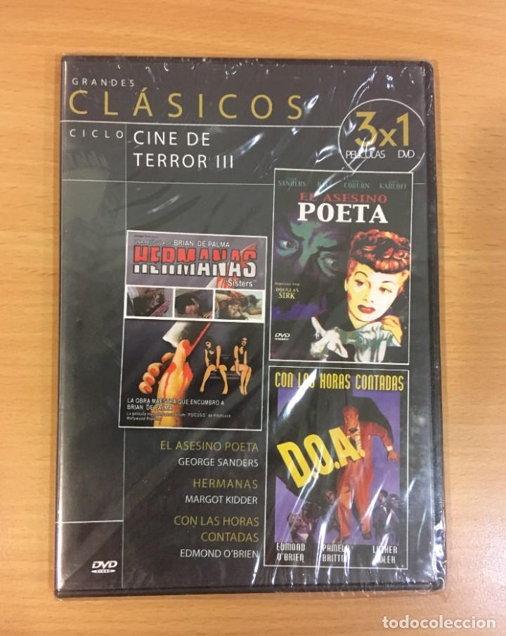 Cine: DVD 3X1 CINE DE TERROR - EL ASESINO POETA, HERMANAS Y DOA, CON LAS HORAS CONTADAS. PRECINTADO