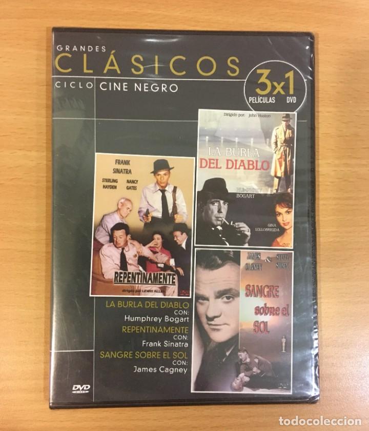 Cine: DVD 3X1 CINE NEGRO - LA BURLA DEL DIABLO, REPENTINAMENTE Y SANGRE SOBRE EL SOL. PRECINTADO