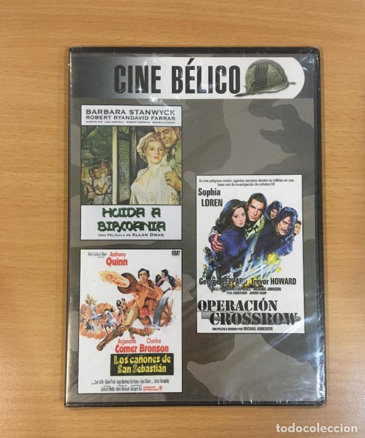 Cine: DVD 3X1 CINE B&Eacute;LICO - HU&Iacute;DA A BIRMANIA, OPERACI&Oacute;N CROSSBOW Y CA&Ntilde;ONES DE SAN SEBASTI&Aacute;N. PRECINTADO