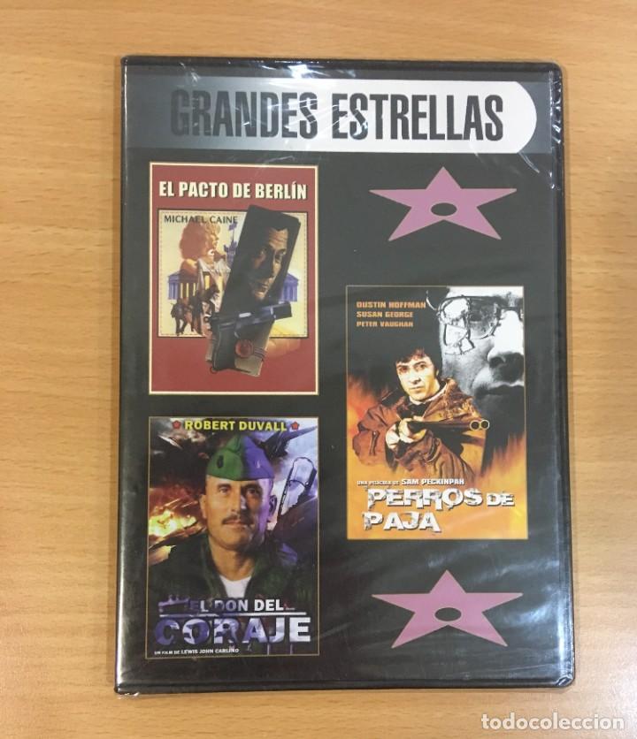 Cine: DVD 3x1 CINE GRANDES ESTRELLAS - EL PACTO DE BERL&Iacute;N, PERROS DE PAJA Y EL DON DEL CORAJE. PRECINTADO