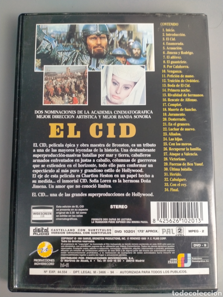 Cine: dvd El Cid, Chartlon Heston, Sof&iacute;a Loren - Foto 2