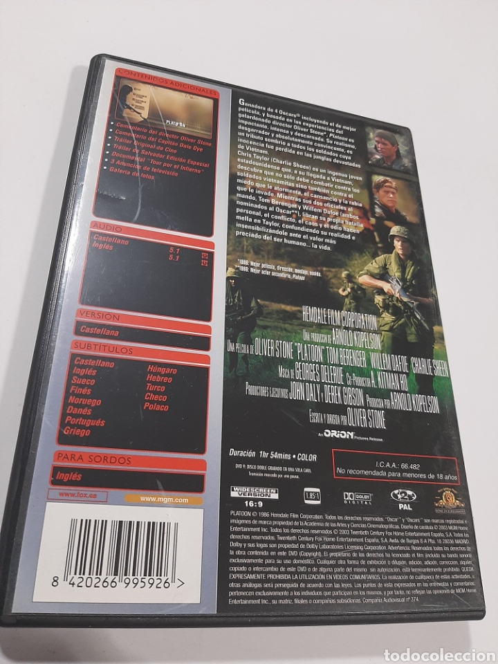 Cine: S69 platoon DVD COMO NUEVO - Foto 2