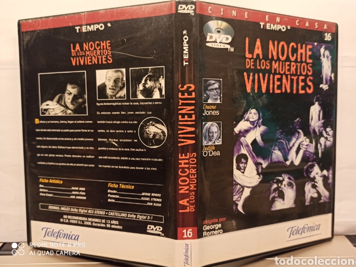 Cinema: LA NOCHE DE LOS MUERTOS VIVIENTES. N.16. Colecci&oacute;n Cine en casa. Patrocinado:Tiempo y telef&oacute;nica.