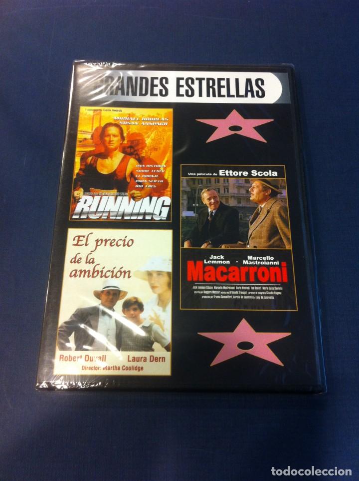 Cine: DVD (PRECINTADO) GRANDES ESTRELLAS. RUNNING. MACARRONI. EL PRECIO DE LA AMBICI&Oacute;N.