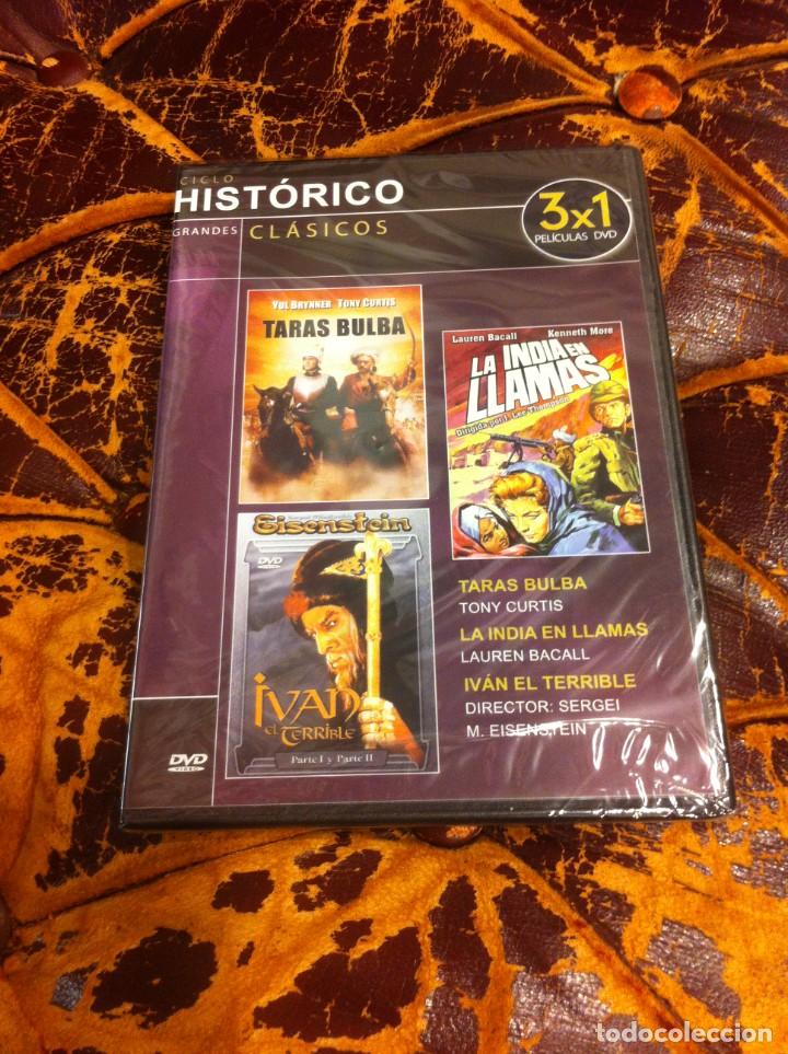Cine: DVD (PRECINTADO) CICLO HIST&Oacute;RICO. TARAS BULBA. LA INDIA EN LLAMAS. IV&Aacute;N EL TERRIBLE