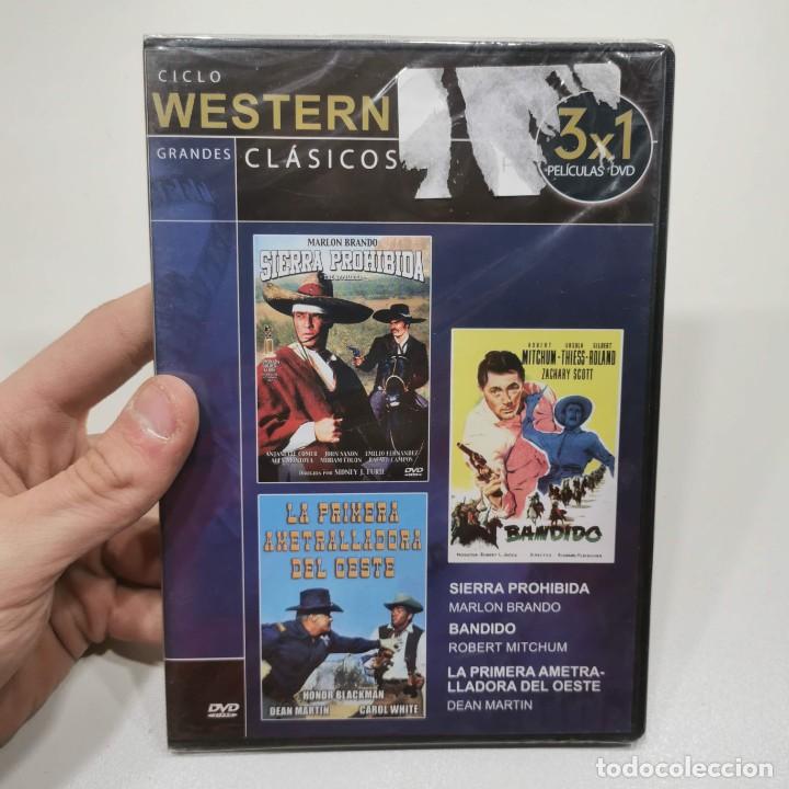 Cine: SIERRA PROHIBIDA, BANDIDO, LA PRIMERA AMETRALLADORA DEL OESTE - 3 PEL&Iacute;CULAS - DVD / 136