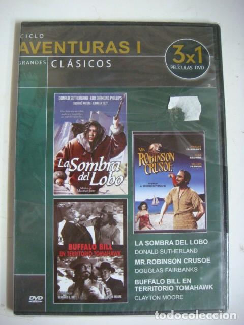 Cine: D.V.D-3 X 1 LA SOMBRA DEL LOBO-MrROBINSON CRUSOE-BUFFALO BILL-(&)