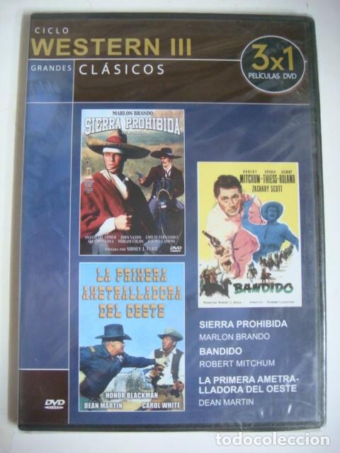 Cine: D.V.D-3 X 1 SIERRA PROHIBIDA-BANDIDO-LA PRIMERA AMETRALLADORA DEL OESTE-(&)