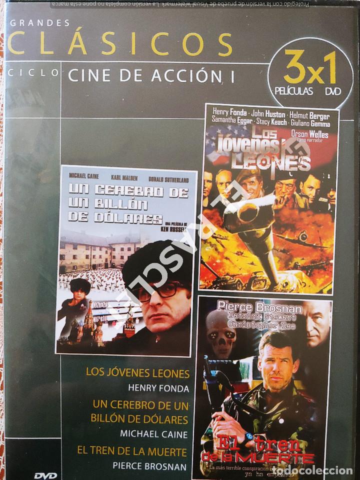 Cinema: CINE PELICULA EN DVD -CINE DE ACCI&Oacute;N I 3 X 1 -LOS JOVENES LEONES-EL TREN DE LA MUERTE- UN CEREBRO DE
