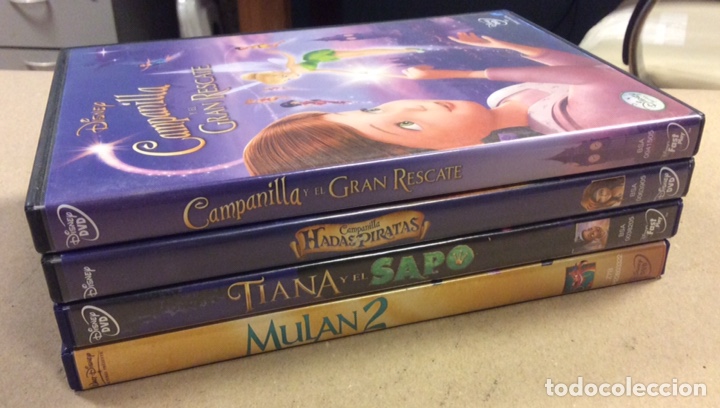 Cinema: LOTE 4 DVDS PEL&Iacute;CULAS DISNEY. CAMPANILLA Y EL GRAN RESCATE, CAMPANILLA HADAS Y PIRATAS, TIANA Y EL S
