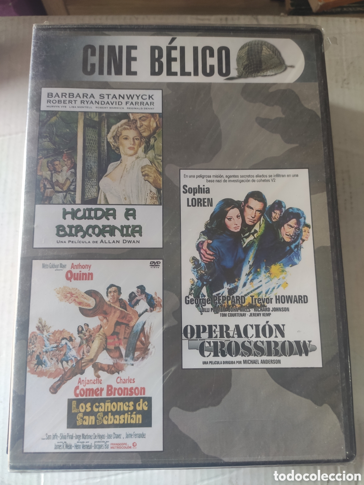 Cine: DVD CINE BELICO. HUIDA A BIRMANIA. OPERACION CROSSBOW. LOS CA&Ntilde;OES DE SAN SEBASTIAN SLIM NUEVO PRECIN
