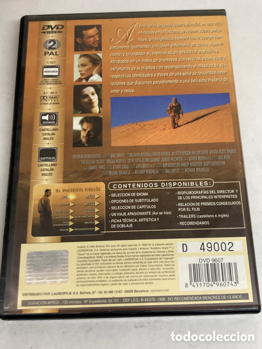 Cine: Pel&iacute;cula de Dvd El paciente Ingles - Foto 2