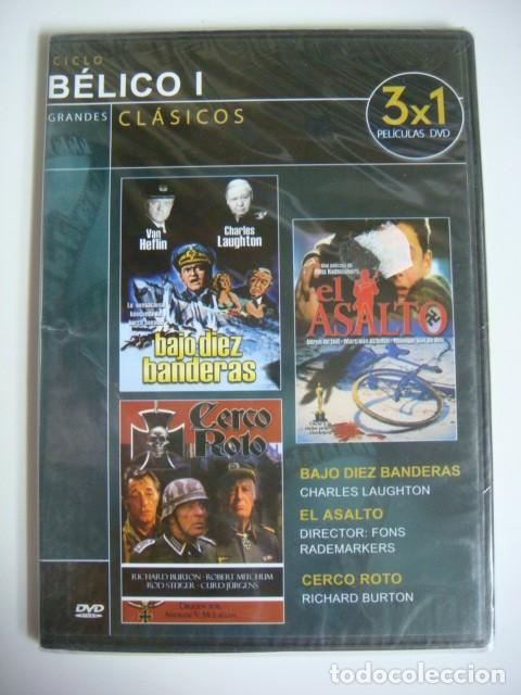Cine: D.V.D 3X1 BAJO 10 BANDERAS-CERCO ROTO-EL ASALTO