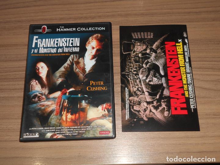 Cine: FRANKENSTEIN y el MONSTRUO del INFIERNO DVD+ POSTAL ESCENAS Hammer PETER CUSHING Como NUEVA