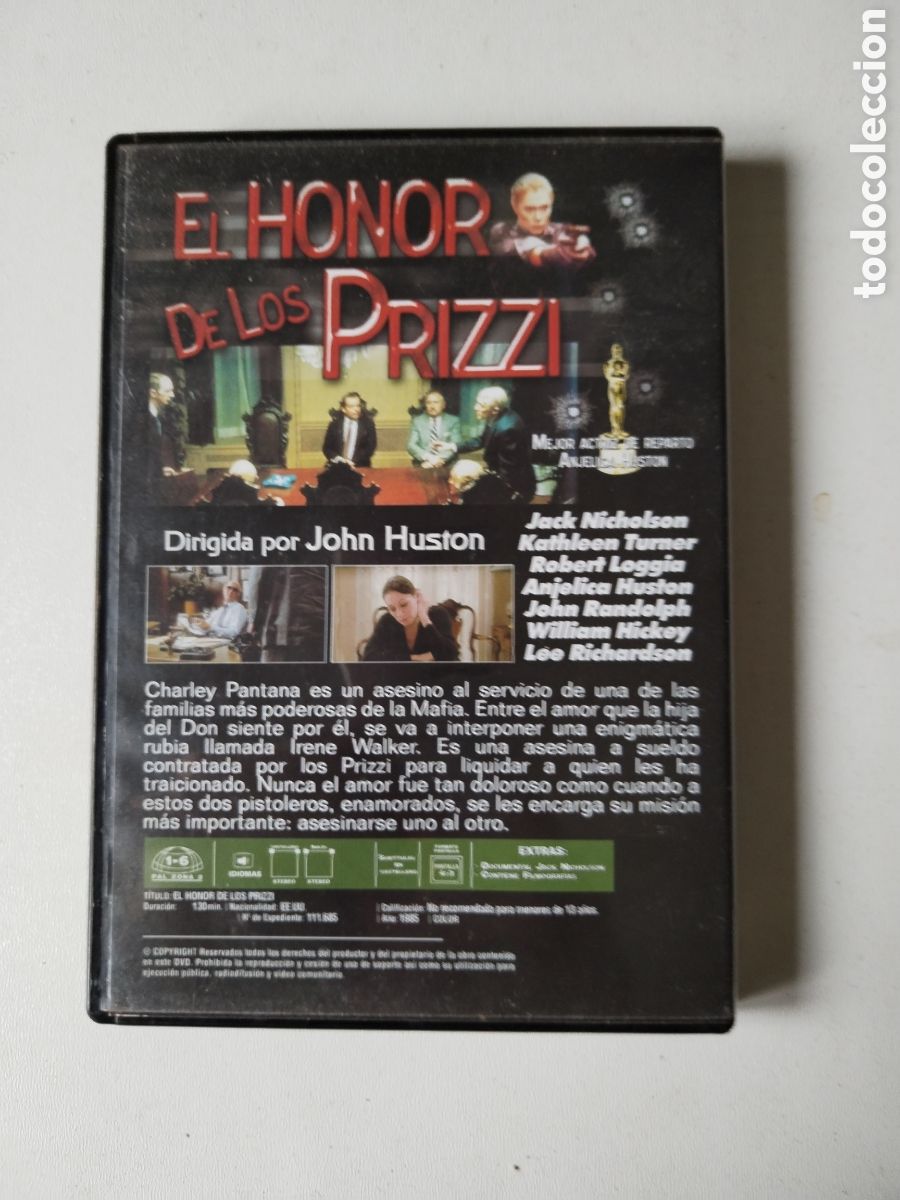 Cine: DVD EL HONOR DE LOS PRIZZI/JACK NICHOLSON - Foto 3