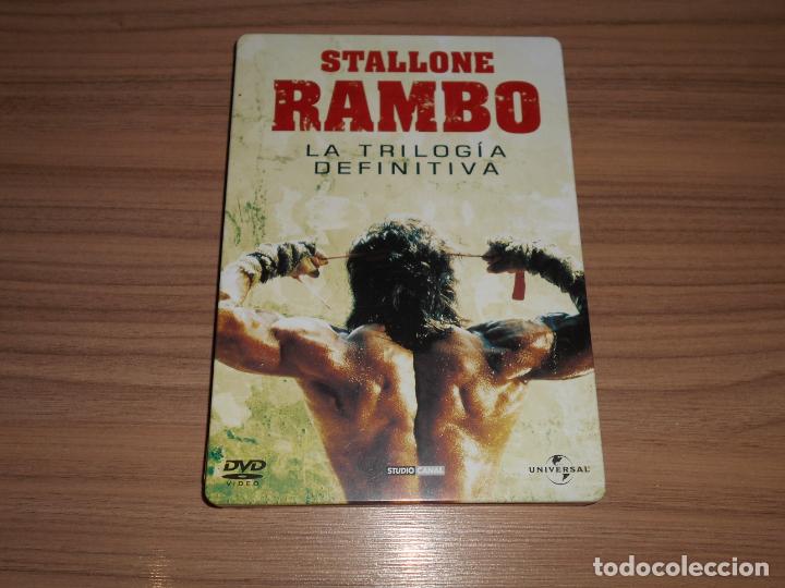 Cine: RAMBO La Trilogia DEFINITIVA Caja Metalica 3 DVD Stallone RAMBO I, II y III mas de 1 Hora de EXTRAS