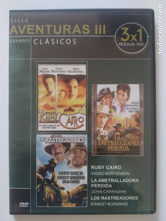 Cinema: DVD CICLO CINE DE AVENTURAS III - RUBY CAIRO / LOS RASTREADORES / LA AMETRALLADORA PERDIDA (Y5)