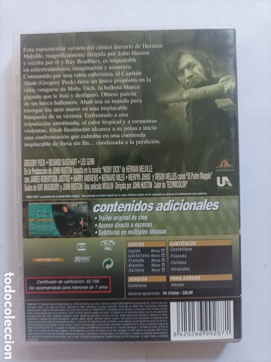 Cine: Moby Dick. John Houston. Gregory Peck. DVD. - Foto 3