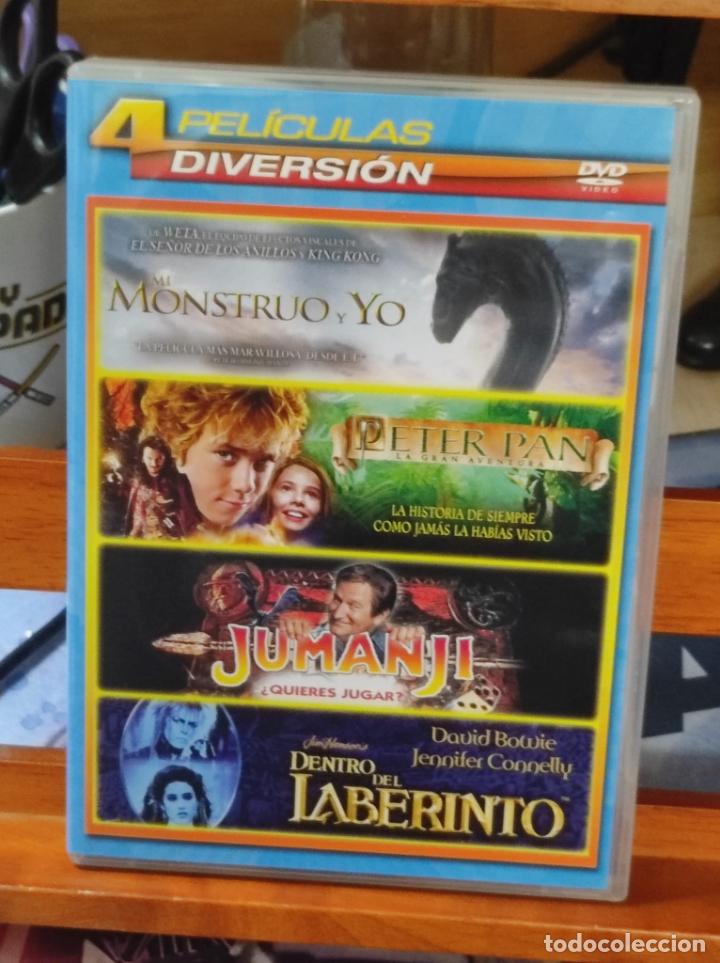 Cine: DVD - EL MONSTRUO Y YO / PETER PAN / JUMANJI / DENTRO DEL LABERINTO (C22)