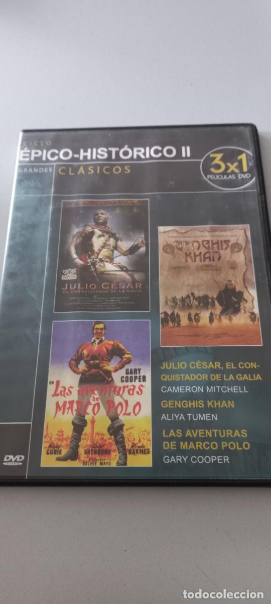 Cine: Pel&iacute;cula dvd slim Julio Cesar, el conquistador de Galia, Genghis khan y las aventuras de Marco Polo