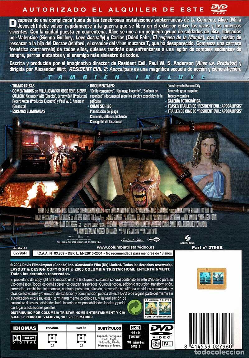 Cine: Resident Evil 2, Apocalipsis. DVD - Foto 2