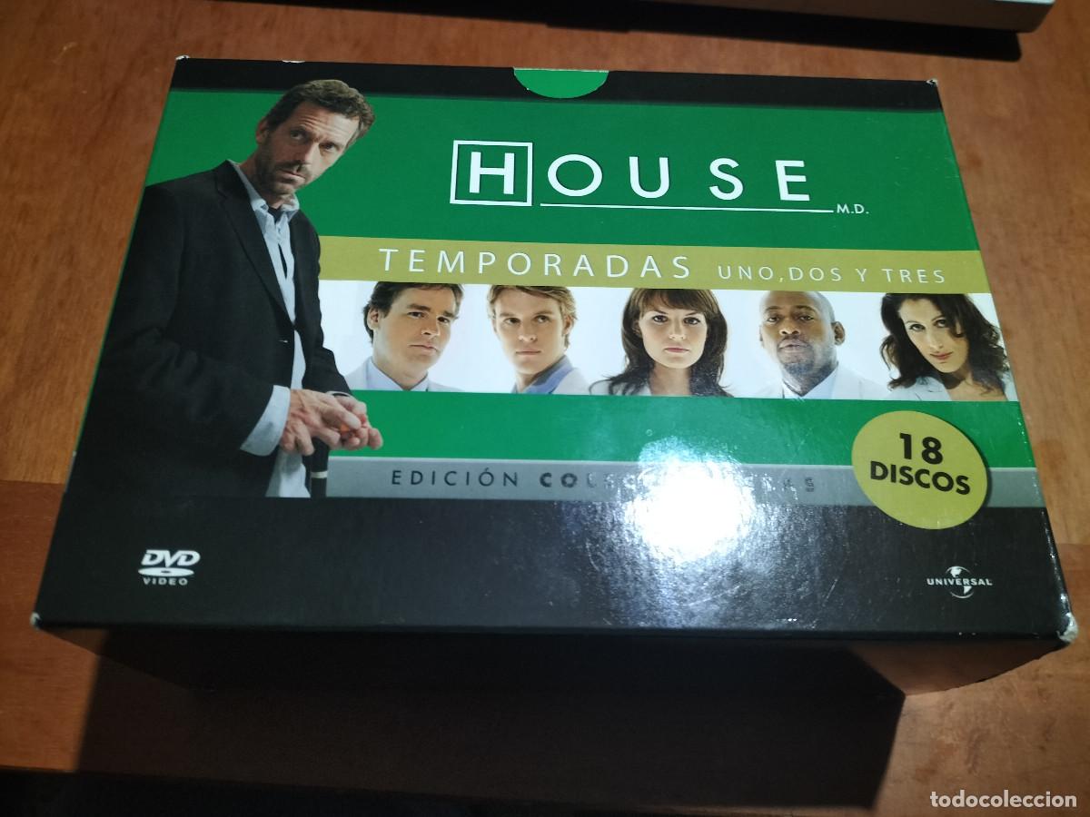 Cinema: TEMPORADA UNO, DOS Y TRES HOUSE. CAJA CART&Oacute;N CON 18 DVD. BUEN ESTADO