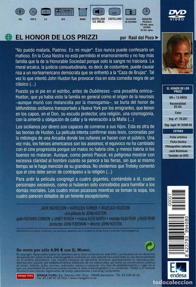 Cine: El Honor de los Prizzi. DVD - Foto 2