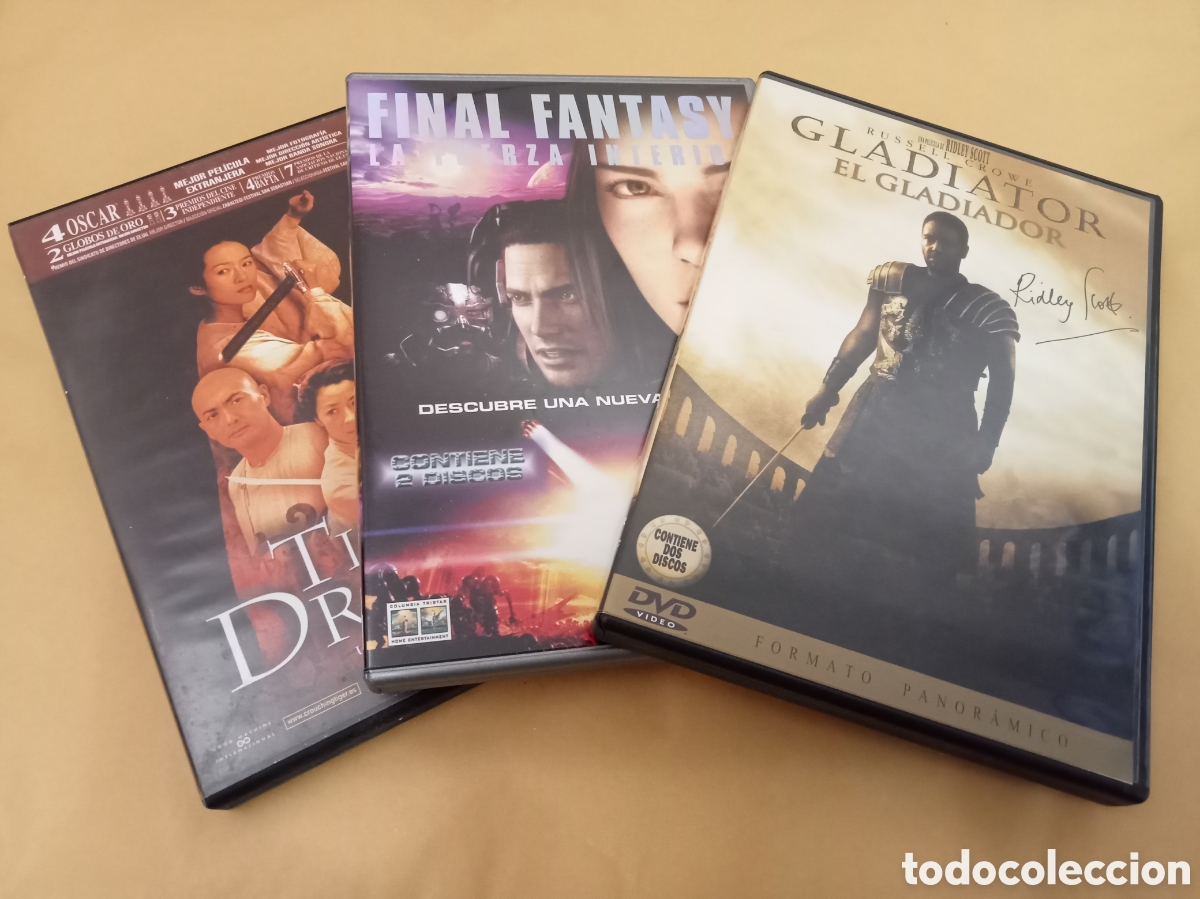 Cine: 3 DVDs dobles (6 DVDs). Gladiator + Tigre y Drag&oacute;n + Final Fantasy.