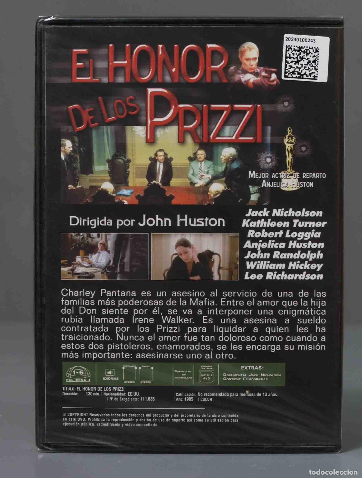 Cine: DVD. EL HONOR DE LOS PRIZZI. PRECINTADO - Foto 2