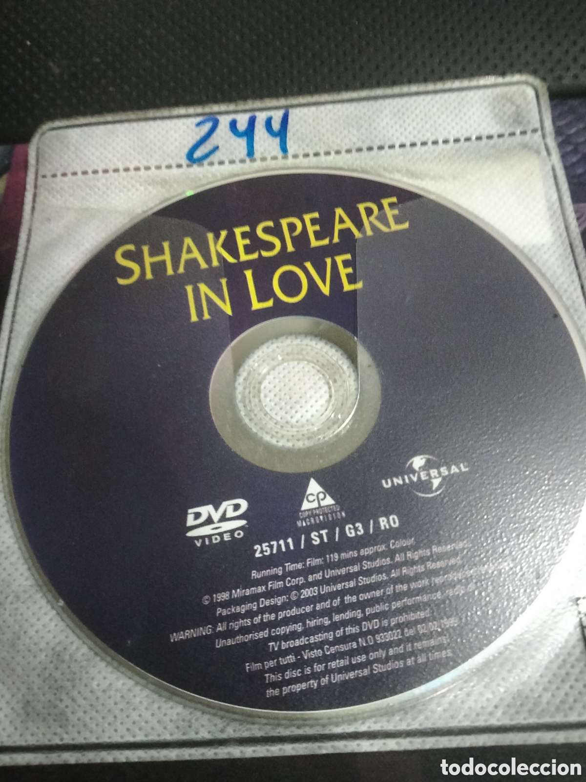 Cine: Shakespeare in love dvd 244 (disco solo)