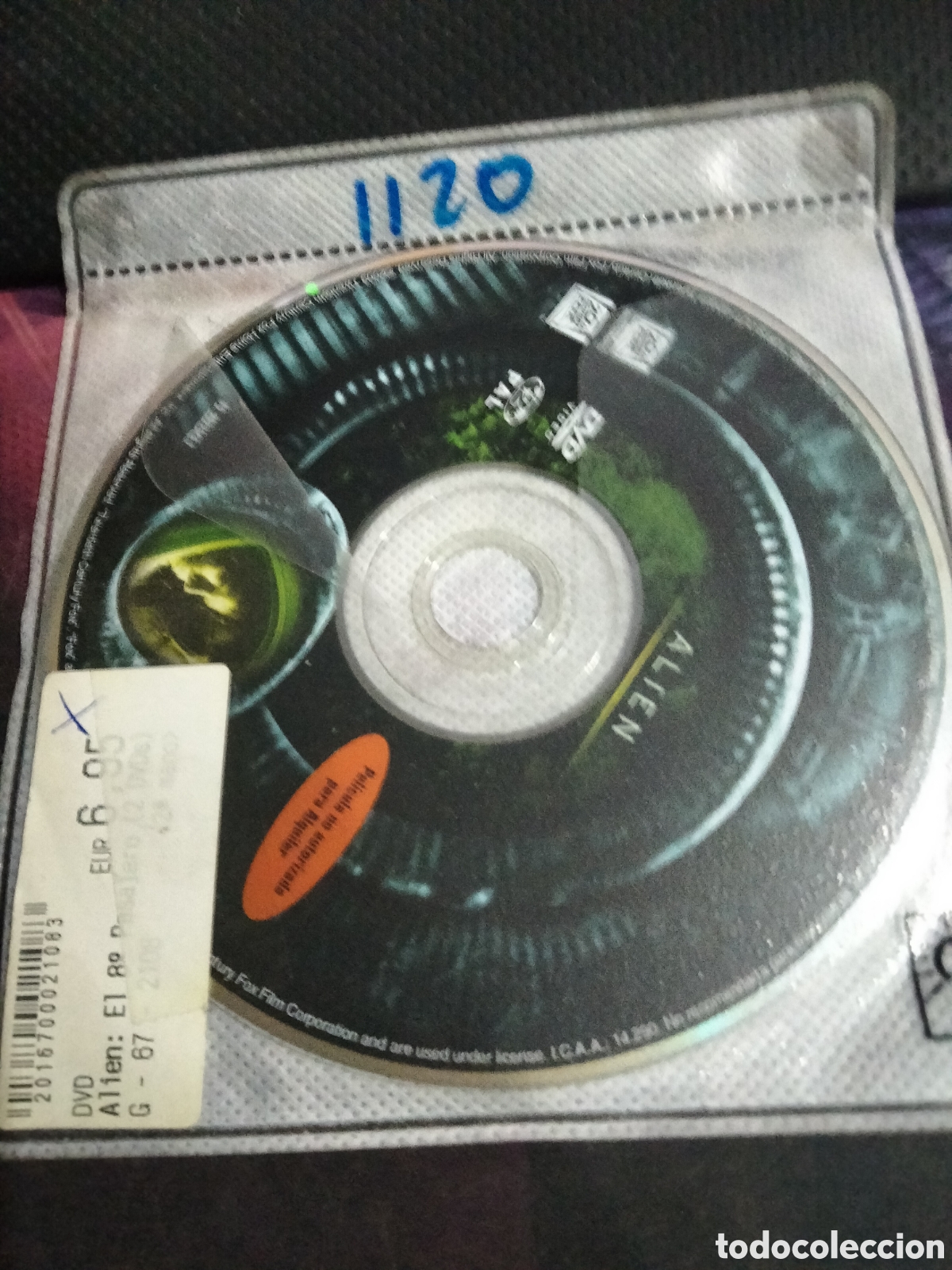 Cine: Alien el 8 pasajero dvd 1120 (disco solo)