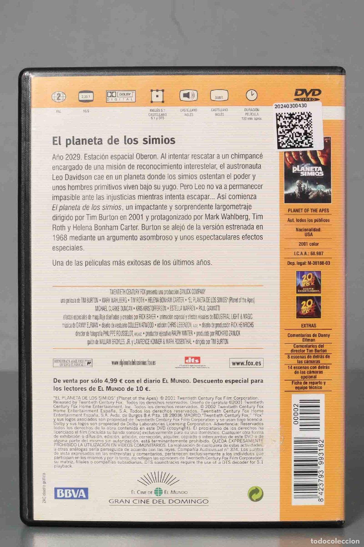 Cine: DVD. EL PLANETA DE LOS SIMIOS - Foto 2