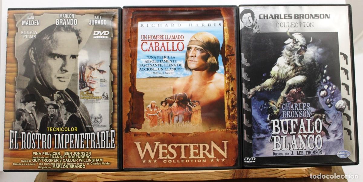 Cine: 3 DVD. UN HOMBRE LLAMADO CABALLO. EL ROSTRO IMPENETRABLE. BUFALO BLANCO. Western.