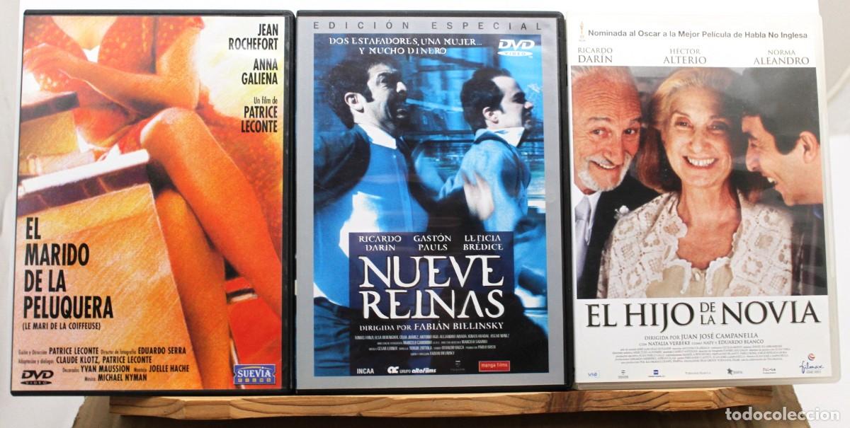 Cine: 3 DVD. EL MARIDO DE LA PELUQUERA. NUEVE REINAS. EL HIJO DE LA NOVIA.