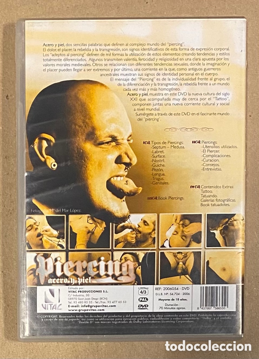 Cine: DVD. PIERCING, ACERO Y PIEL. DOCUMENTAL. - Foto 2