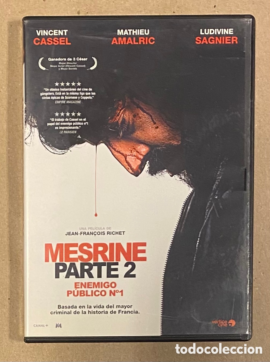 Cine: DVD. MESRINE PARTE 2. JEAN/FRANCOISE RICHET, VICENT CASSEL,..