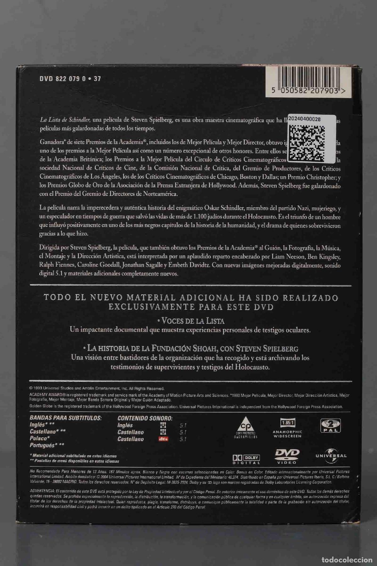 Cine: DVD. LA LISTA DE SCHINDLER - Foto 2