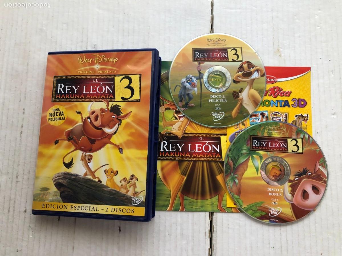 Cine: EL REY LEON 3 HAKUNA MATATA DISNEY WALT EDICION ESPECIAL 2 DISCOS - PELICULA DVD KREATEN