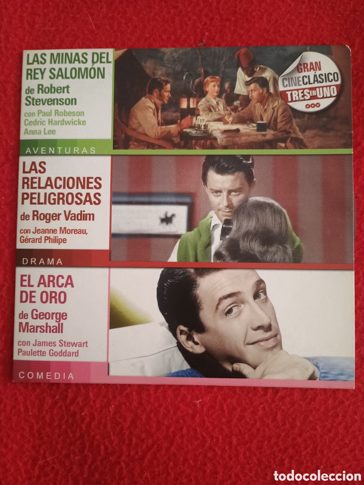 Cine: Dvd Minas del rey Salom&oacute;n + relaciones peligrosas + Arca de oro - Stevenson Moreau Stewart Goddard