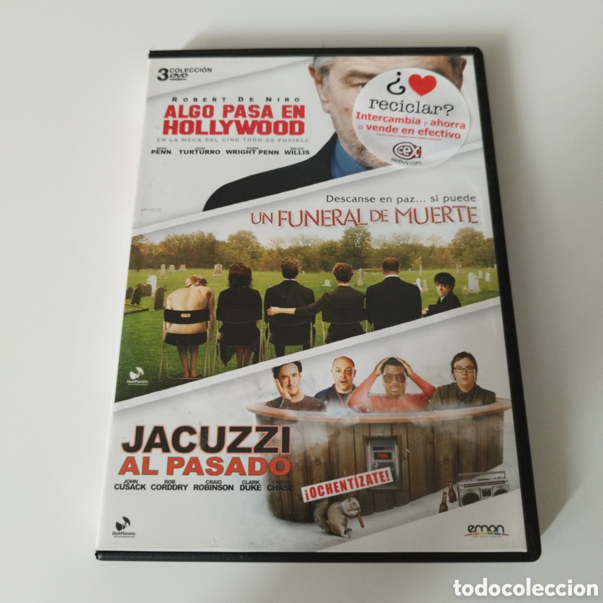 Cinema: DVD 3 PELICULAS / ALGO PASA EN HOLLYWOOD - UN FUNERAL DE MUERTE - JACUZZI AL PASADO