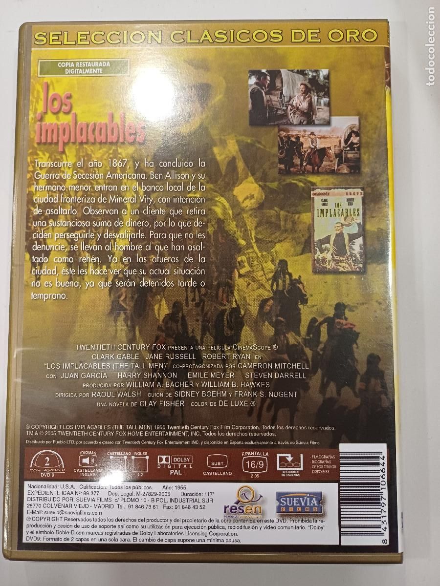 Cine: LOS IMPLACABLES/CLARK GABLE/DVD. - Foto 3