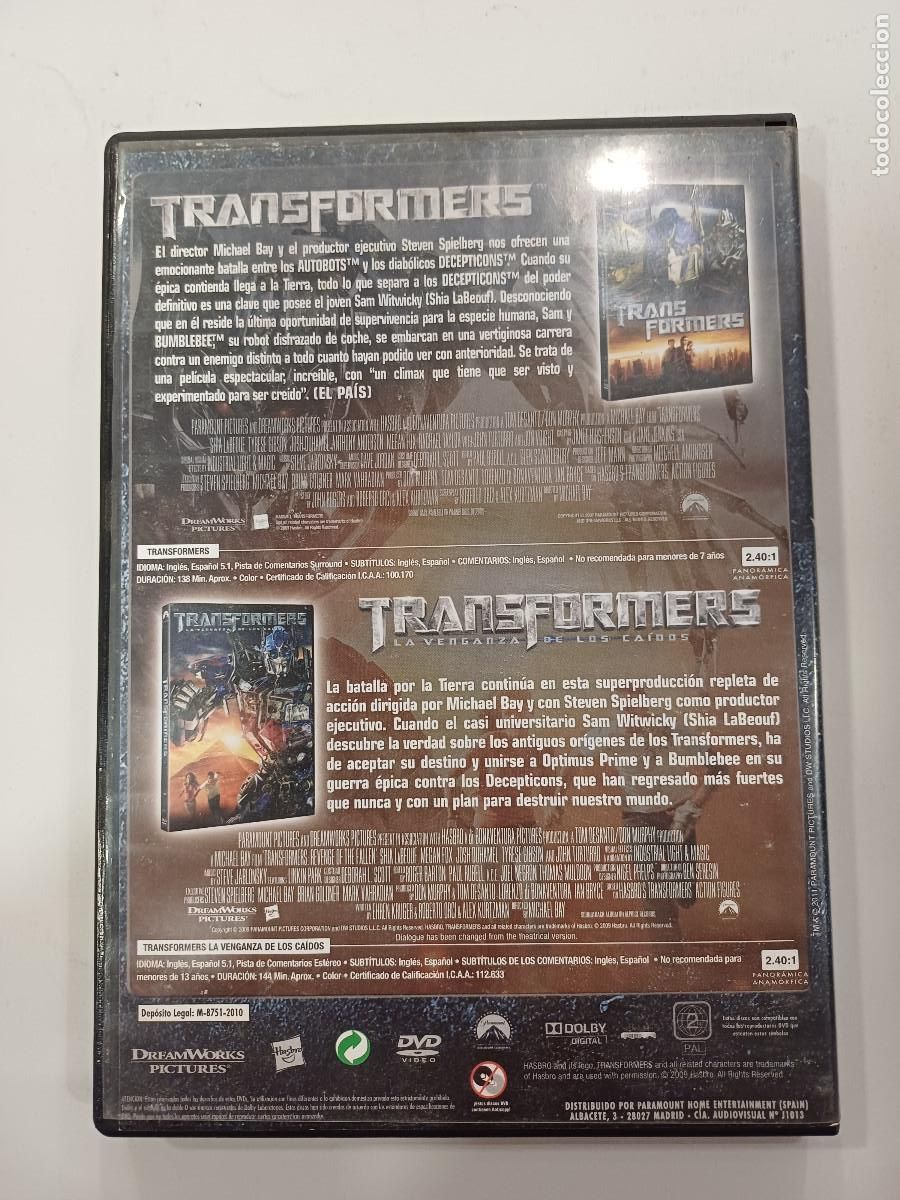 Cine: TRANSFORMERS/DVD 2 DISCOS PACK COLECCTION. - Foto 3