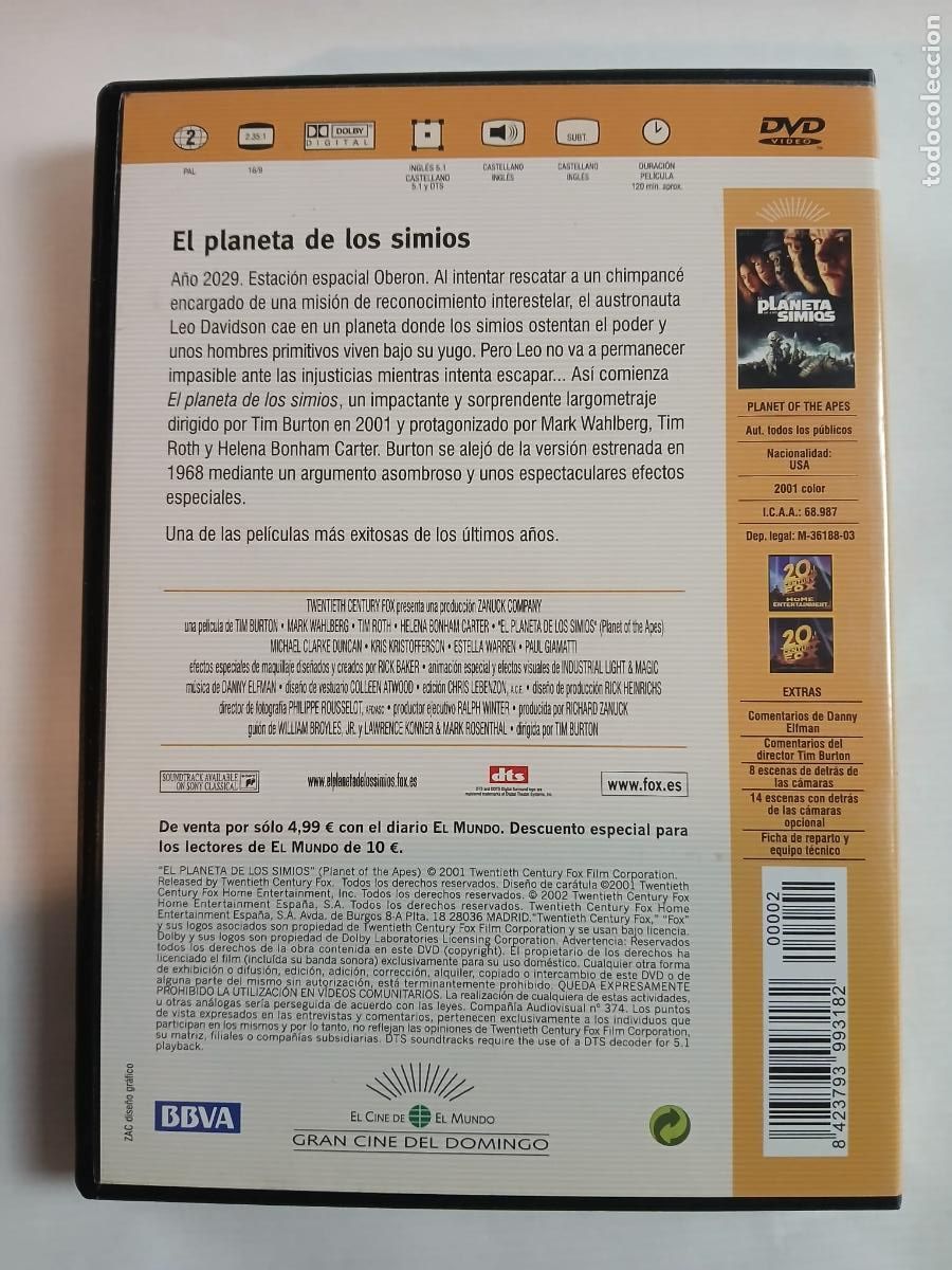 Cine: DVD - EL PLANETA DE LOS SIMIOS - Foto 2