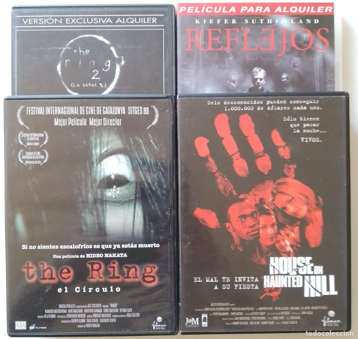 Cine: Lote 4 Pel&iacute;culas de TERROR. (Reflejos, The Ring, The Ring 2 y House on haunted Hill). DVD.