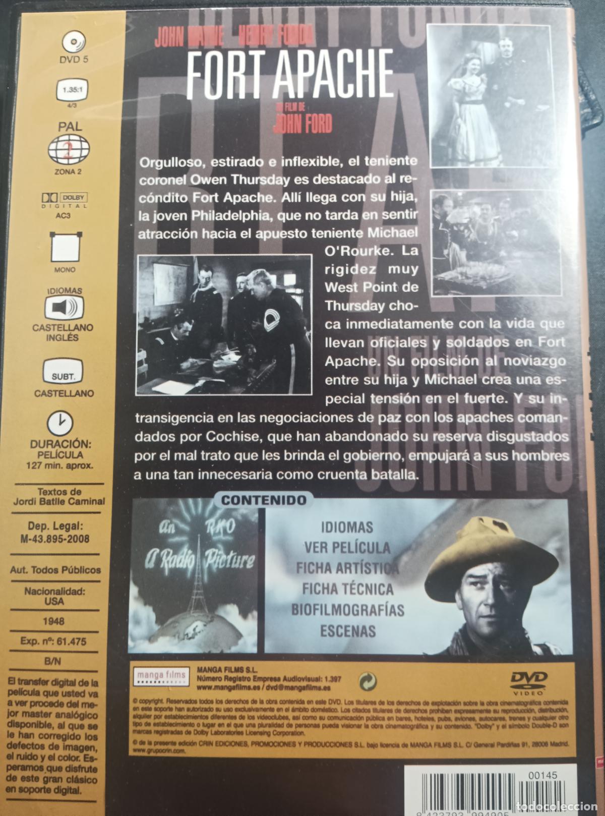 Cine: FORT APACHE de JOHN FORD con JOHN WAYNE... DVD WESTERN - Foto 2